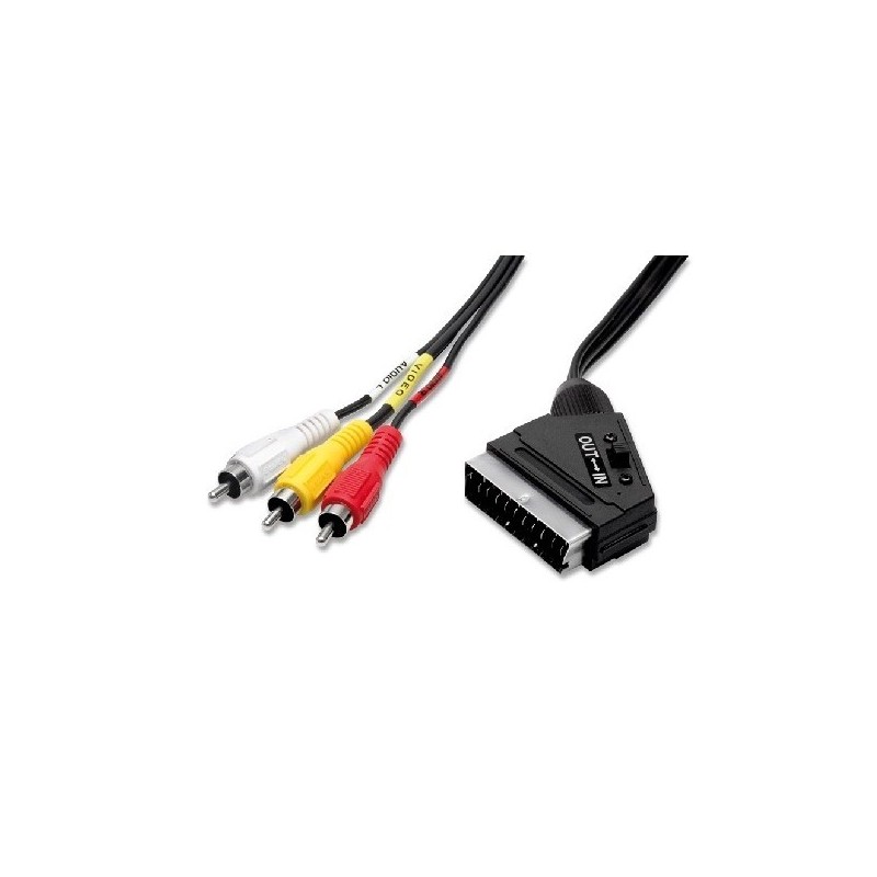 Cavo scart 3 rca audio e video con commutatore in out ingresso uscita 1,5 mt  COD 11/03 NUOVO