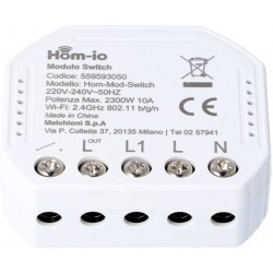Hom-io HOM-MOD-SWITCH 1X10A Modulo WiFi, Interruttore 1 canale smart contatto pulito per punti luce e dispositivi elettrici