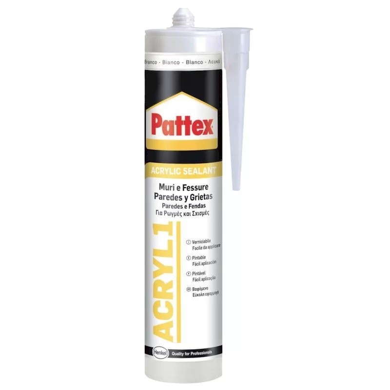 PATTEX Acril One Sigillante Muri Fessure Crepe legno mobili infissi Bianco 300ml