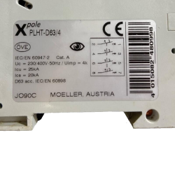 MOELLER PLHT-C63/4 INTERRUTTORE MAGNETOTERMICO 25KA 4P 63A 400V