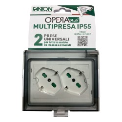 Fanton 421021 Multipresa Opera Plus IP55 con Scatola Doppia presa Bipasso