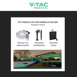 V-TAC VT-2835 STRISCIA LED 6W SMD 60 LED PANNELLO SOLARE E TELECOMANDO