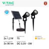 V-TAC VT-11031 2 LAMPADE LED COB DA GIARDINO 2X1,2W IP65 CON PANNELLO SOLARE