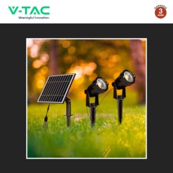 V-TAC VT-11031 2 LAMPADE LED COB DA GIARDINO 2X1,2W IP65 CON PANNELLO SOLARE