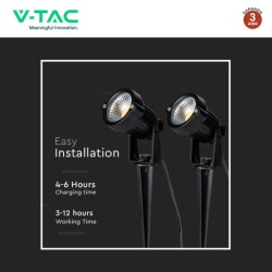 V-TAC VT-11031 2 LAMPADE LED COB DA GIARDINO 2X1,2W IP65 CON PANNELLO SOLARE