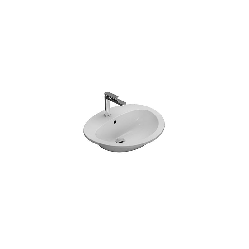 Lavabo incasso monoforo bianco lucido 56x48 cm