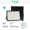 V-TAC VT-240W FARO LED FLOODLIGHT 30W IP65 COLORE NERO CON PANNELLO SOLARE E TELECOMANDO