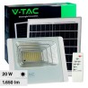 V-TAC VT-60W FARO LED FLOODLIGHT 20W IP65 COLORE BIANCO CON PANNELLO SOLARE E TELECOMANDO