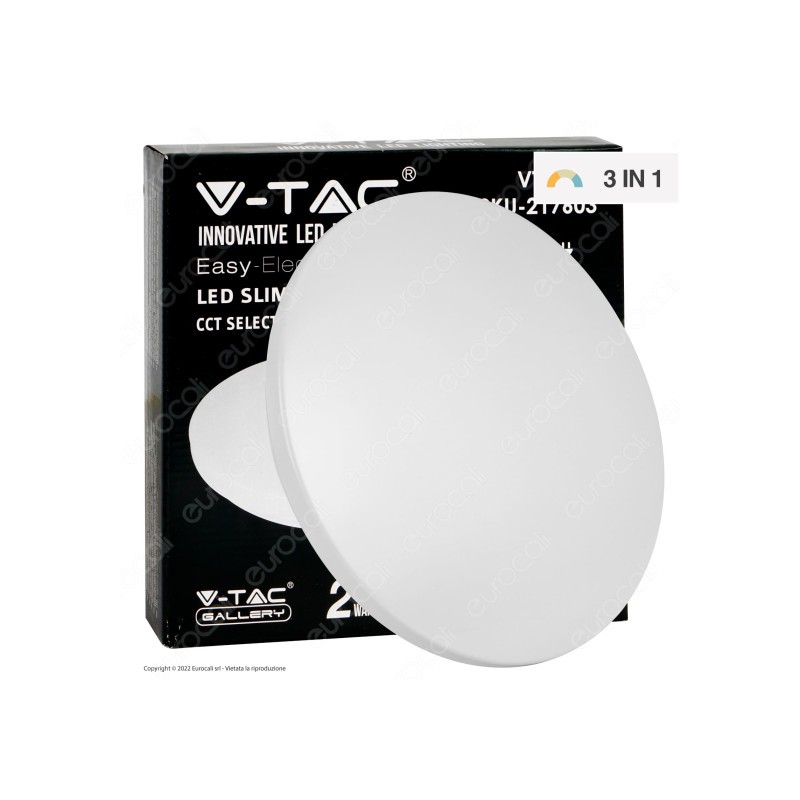V-TAC GALLERY VT-8412 PLAFONIERA LED ROTONDA 12W SMD CHANGING COLOR CCT 3IN1 CON DRIVER