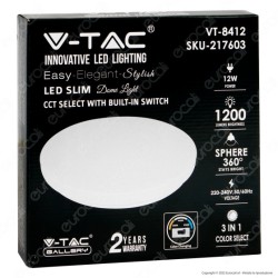 V-TAC GALLERY VT-8412 PLAFONIERA LED ROTONDA 12W SMD CHANGING COLOR CCT 3IN1 CON DRIVER