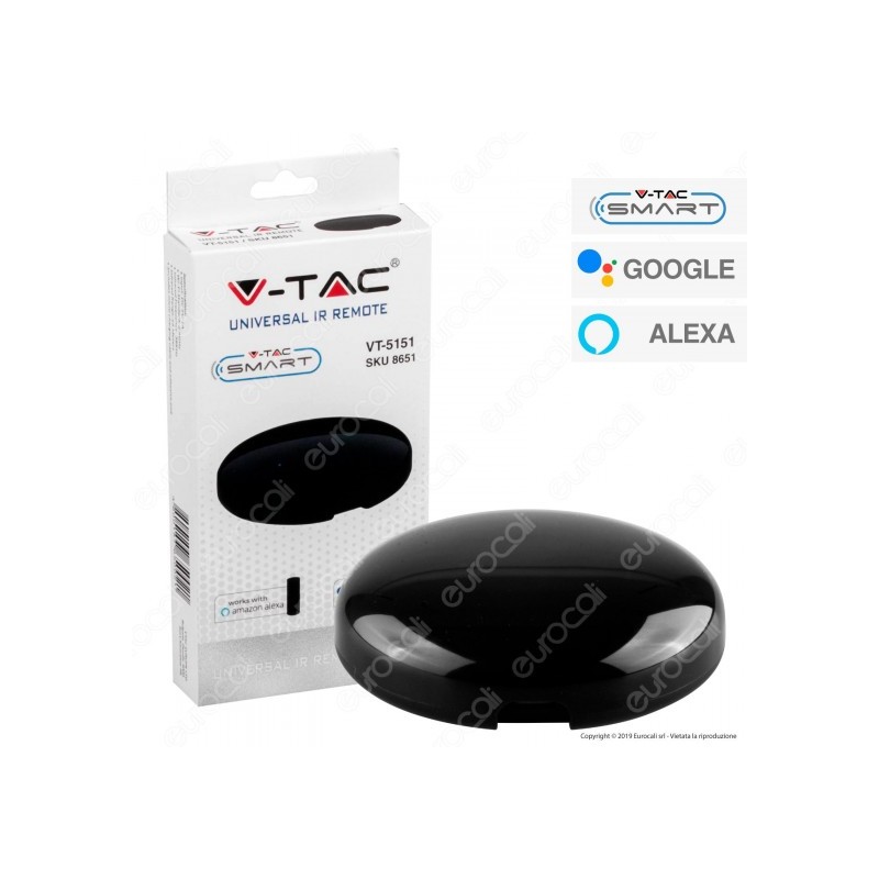 V-TAC SMART VT-5151 UNIVERSAL IR REMOTE COMPATIBILE CON AMAZON ALEXA E GOOGLE HOME