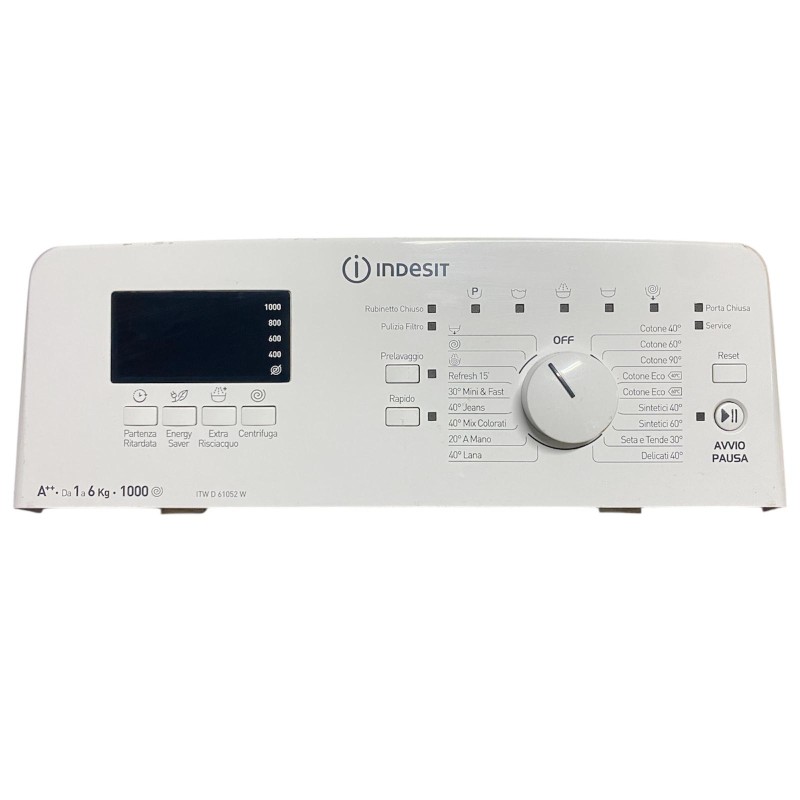 FRONTALE PANNELLO DI COMANDO PER LAVATRICE INDESIT ITW D 61052 W