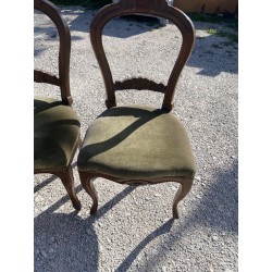 3 sedie stile Luigi Filippo legno massello imbotte