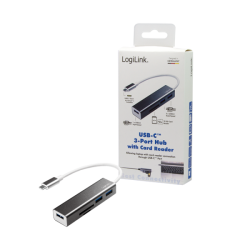 LogiLink USB 3.2 Gen 1x1 USB-C 3-Port Hub, mit Kartenleser UA0305