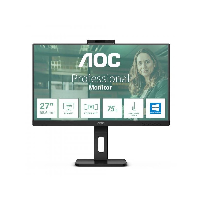 MON 27IPS QHD HDMI DP MM PIVOT AOC Q27P3CW WEBCAM REG ALTEZZA USBC