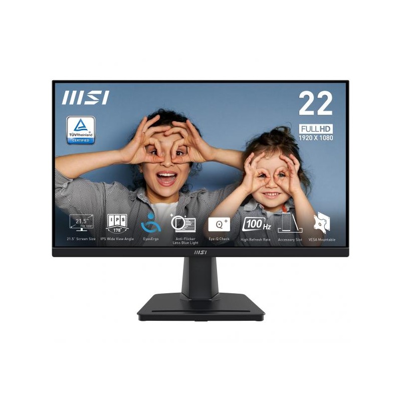 MON 21,5 IPS HDMI VGA 16:9 100HZ MSI PRO MP225 BLACK VESA FHD