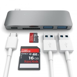 HUB DOCK TYPE C MULTIPORT SPACEGREY 2USB-SD-MICROSD-USBC MB12/13 SATECH