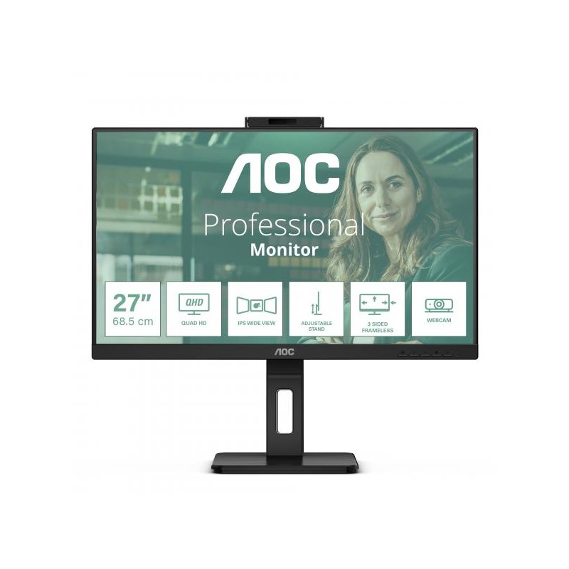 MON 27IPS QHD HDMI DP MM PIVOT AOC Q27P3QW WEBCAM REG ALTEZZA