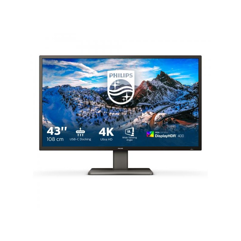MON 42.5 VA 3840 16:9 KVM HDMIX3 PHILIPS DP USBC 439P1 REG ALT MM