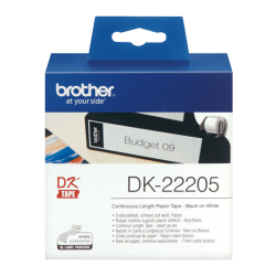 ORIGINAL Brother Etichette Nero su bianco DK-22205 etichetta a lunghezza continua, 62mm bianco 30,48m