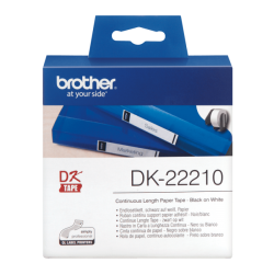 ORIGINAL Brother Etichette Nero su bianco DK-22210 etichetta a lunghezza continua, 29mm x 30,48m bianco