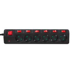 LogiLink Steckdosenleiste 6-fach + 7 Schalter - LPS233