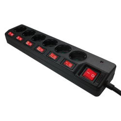 LogiLink Steckdosenleiste 6-fach + 7 Schalter - LPS233