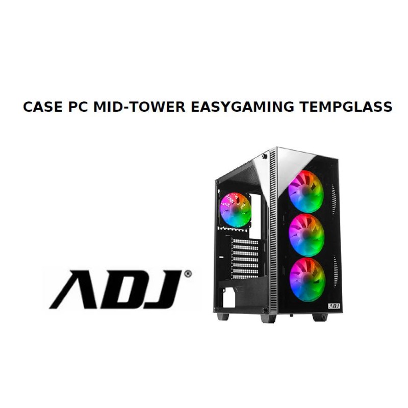 CASE MID-TOWER EASY GAME TEMPGLASS ATX/MICROATX 1*USB2 1*USB3 ADJ BK