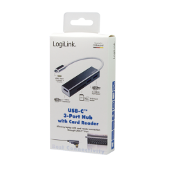 LogiLink USB 3.2 Gen 1x1 USB-C 3-Port Hub, mit Kartenleser UA0305