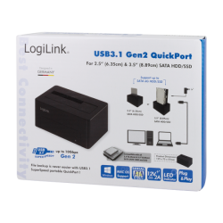 HDD Dockingstation LogiLink Quickport USB 3.1 Gen 2 1-Port f?r 2,5/3,5 SATA HDD/SSD QP0027