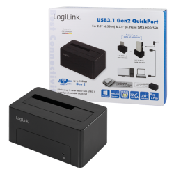 HDD Dockingstation LogiLink Quickport USB 3.1 Gen 2 1-Port f?r 2,5/3,5 SATA HDD/SSD QP0027