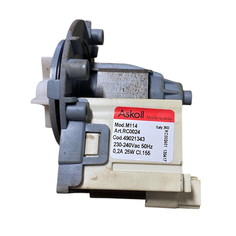 Motore Pompa di Scarico Askoll M114 per Lavatrice Candy, Hoover, Indesit, Whirlpool 49021343
