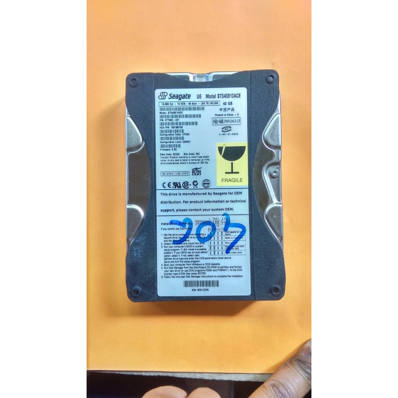 HARD DISK INTERNO SEAGATE MODEL ST340810ACE 40GB  USATO lrx2.1