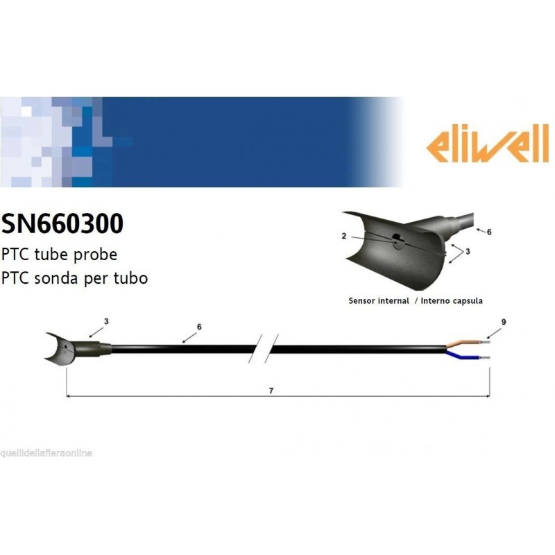 sonda temperatura ptc da tubo sn660300 eliwell con cavo nuova